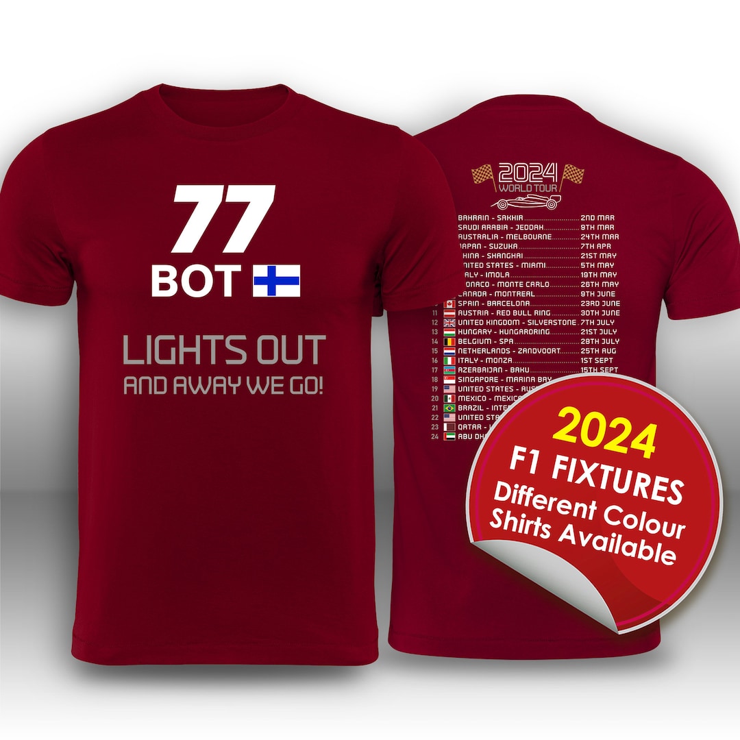 Valtteri Bottas 2024 Race Calendar Formula 1 F1 Tshirt Tee Shirt T