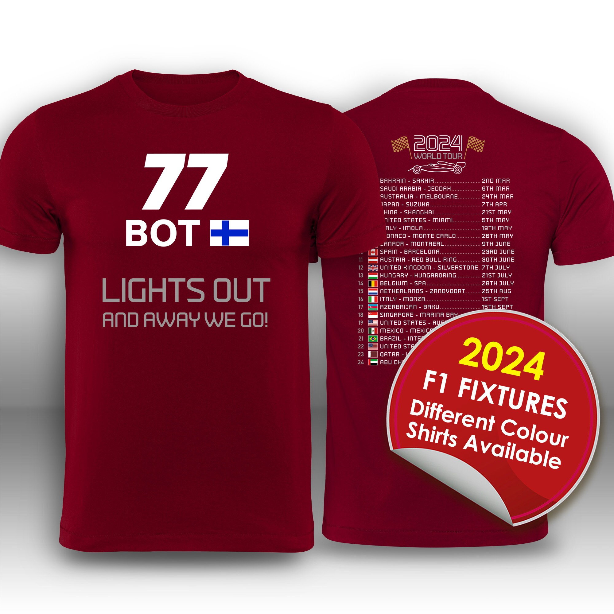 Valtteri Bottas 2024 Race Calendar Formula 1 F1 T-shirt Tee Shirt T Shirt -  Etsy