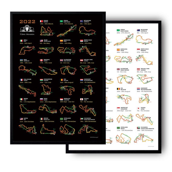 Formula 1 Detailed Season Fixtures 2022 Wall Calendar F1 Print | Etsy