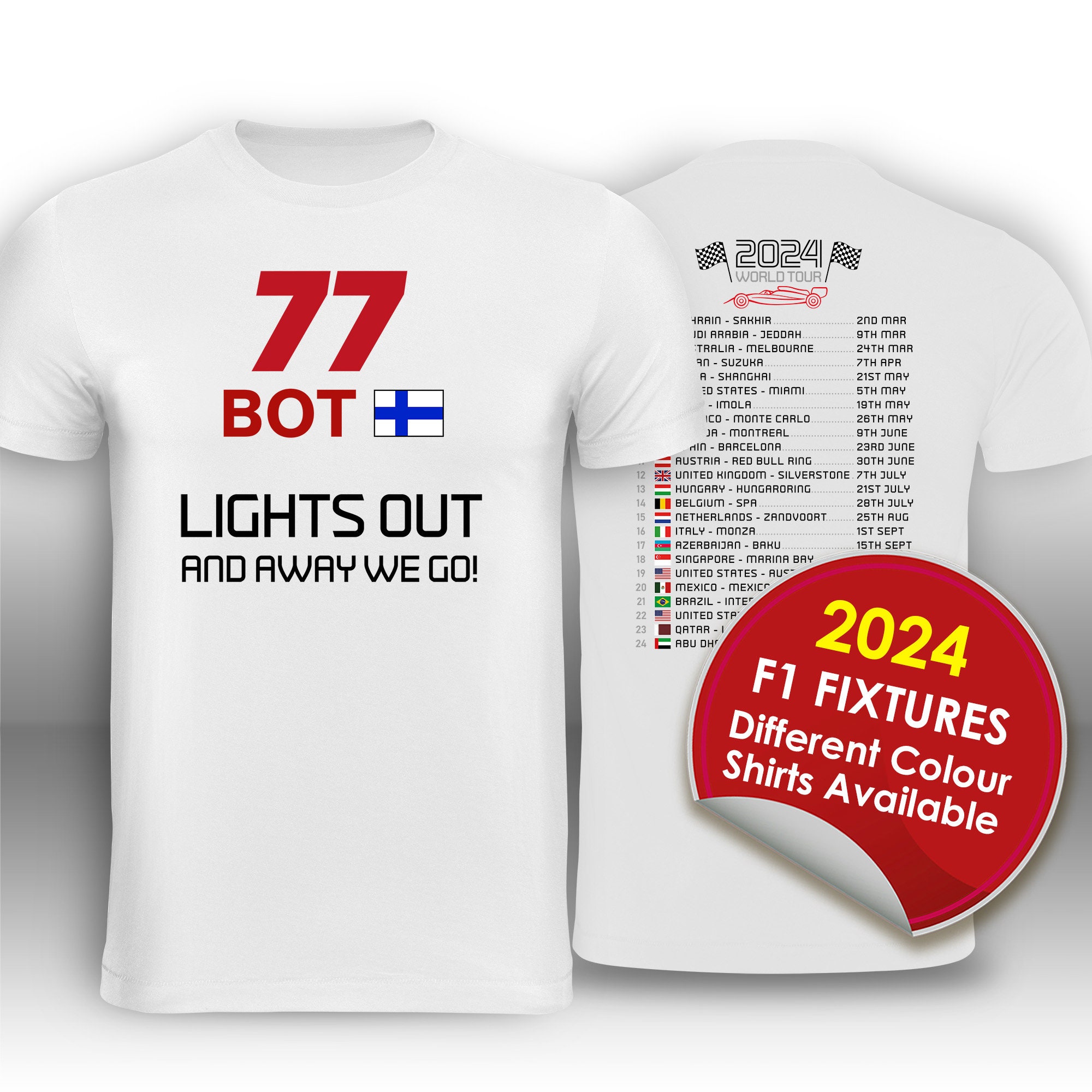 Valtteri Bottas 2024 Race Calendar Formula 1 F1 T-shirt Tee Shirt T Shirt -  Etsy
