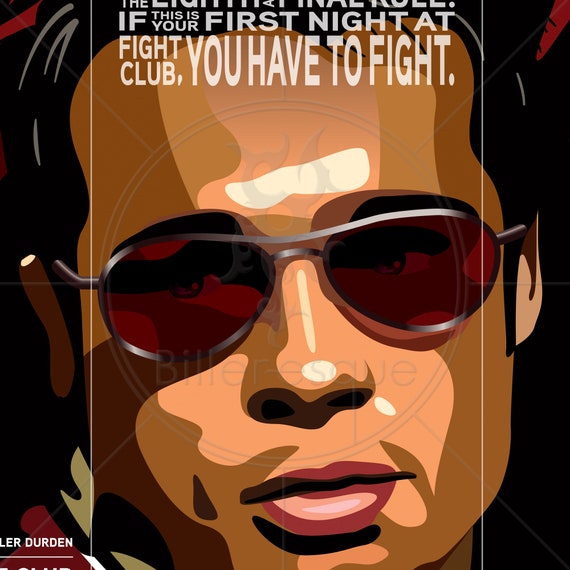 Fight Club Movie Poster Tyler Durden Brad Pitt Citation Etsy France