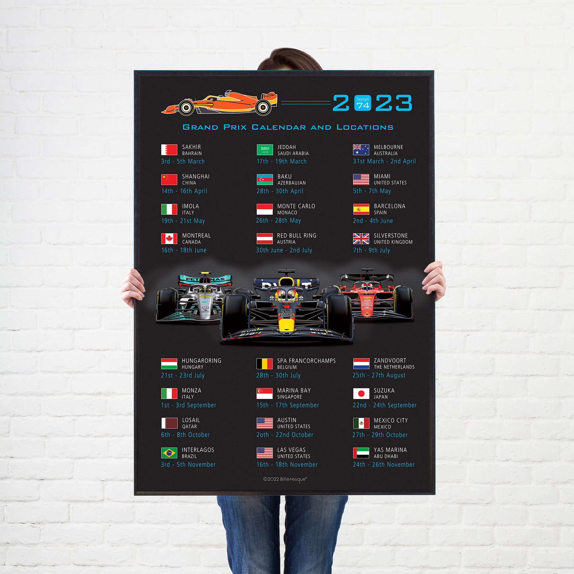 Formula 1 2023 Fixtures Dates and 3 Cars F1 Poster Grand Etsy UK