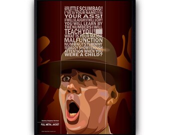 Full Metal Jacket Movie Poster - Gunnery Sergeant Hartman Quote - Vietnam Wall Art Film Poster Illustration