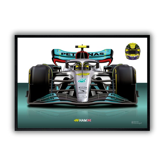 Formula 1 Lewis Hamilton Latest Formula 1 Mercedes 2023 Racing Car F1 Grand  Prix Wall Art Poster Illustration 