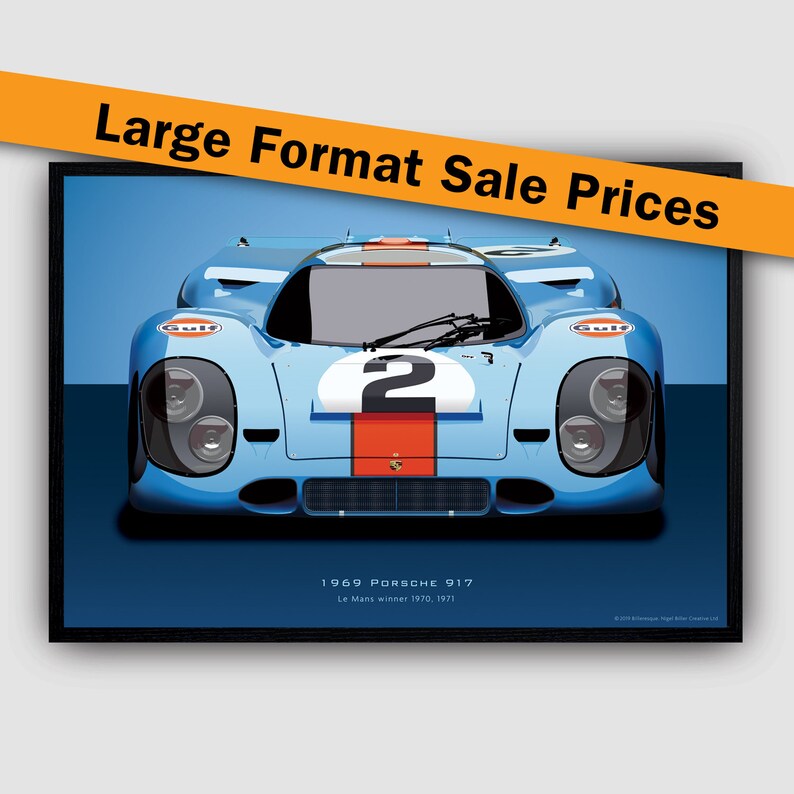 Porsche 917 Gulf 1970 Le Mans 24hr Race Motor Sport Racing Classic Car Art Print