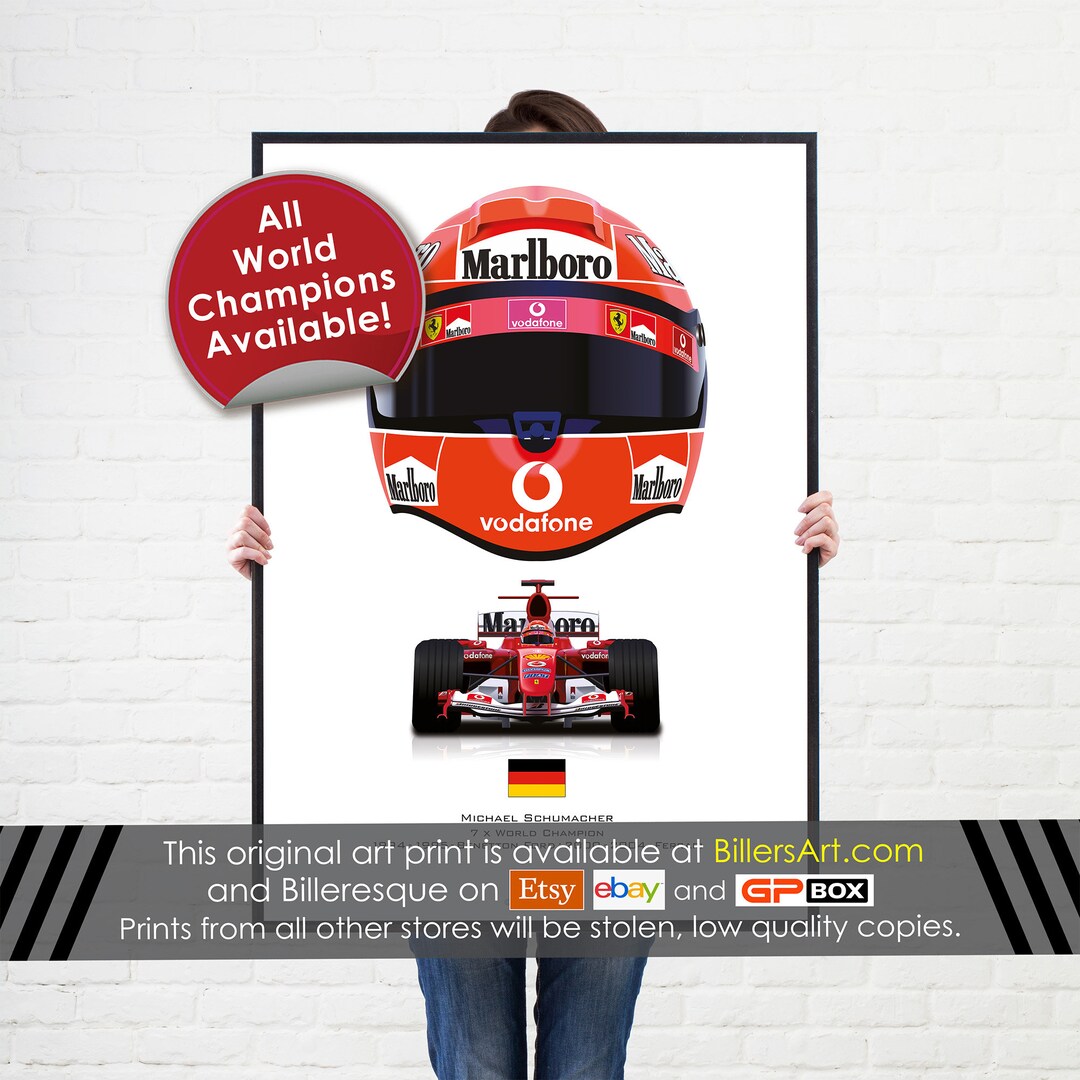 Michael Schumacher Helmet Poster 2004 Grand Prix Champion Wall Art