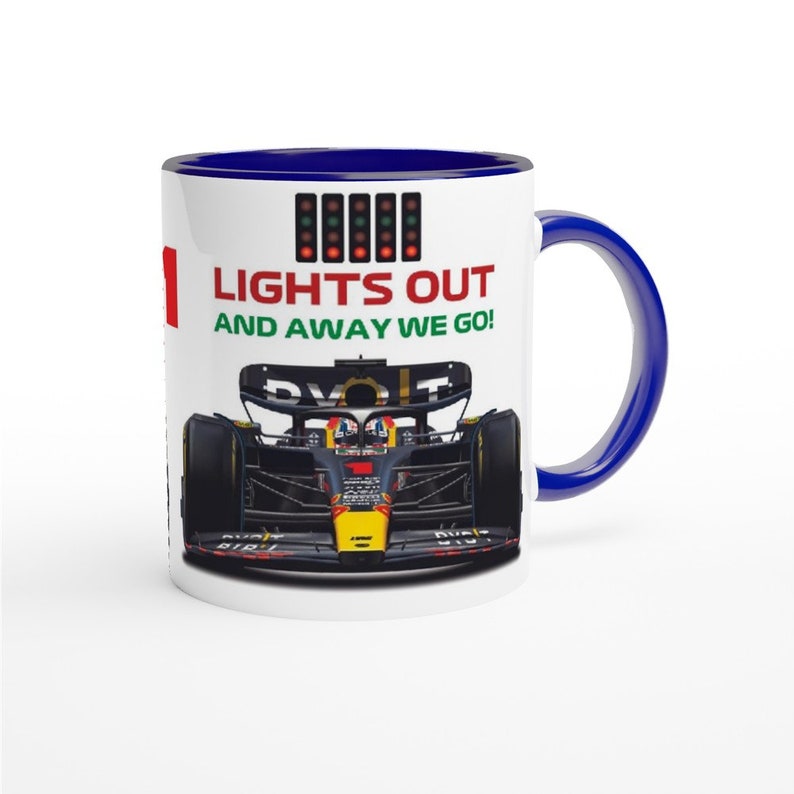 Max Verstappen 2023 Lights Out Taza de Fórmula 1 Taza de Red Bull Taza de conductores de F1 Coches de carreras Taza de F1 Regalo de F1 Arte de F1 imagen 3