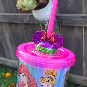 Disney Princess Straw Lid Ariel Straw Topper Cinderella Tumbler