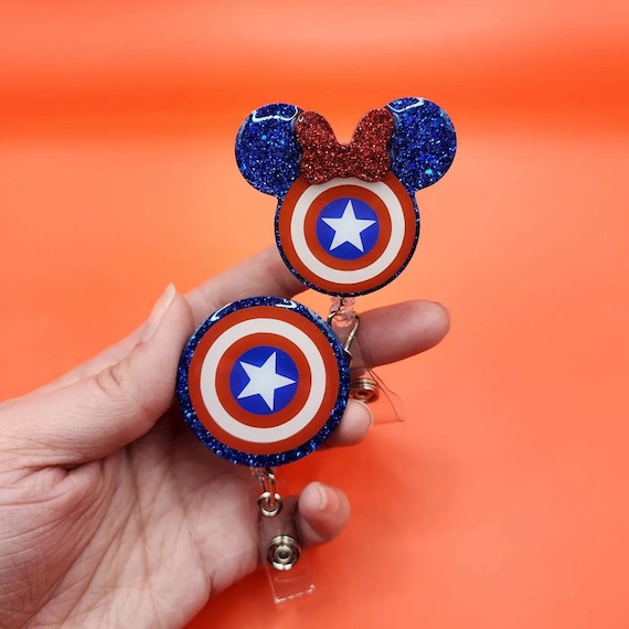 Captain America Badge Reel and Keychain 