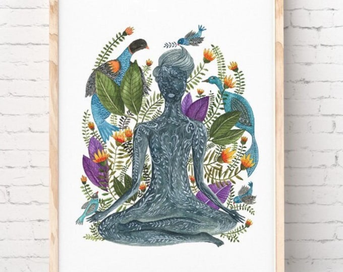 Yoga artwork print to decor the wall of your spiritual corner, yoga and meditation room and yoga studios. Ideal art gift for yoga teachers.