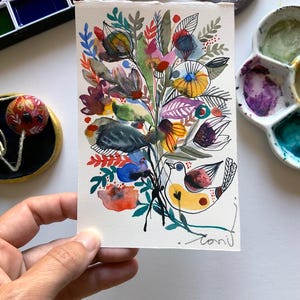 Watercolor flowers wall art, Original floral painting, Small watercolor art, Flowers painting, Original watercolor, Mini watercolor painting