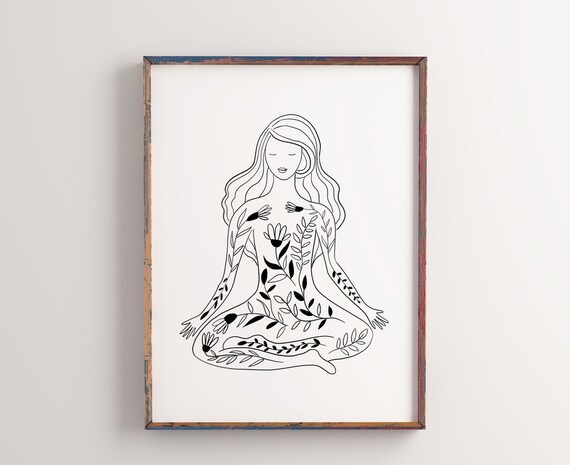 Mindfulness art print for yoga studio room Yoga poster | Etsy