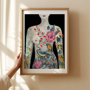 Watercolor Wall Art, Floral Watercolor Art Print, Spiritual Art Print, Feminine Art Print, Yoga Art Gift, Spiritual Gift, Lovrichartwork image 1