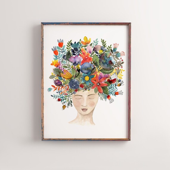 Mother Earth Wall Art Print Floral Watercolor Print - Etsy