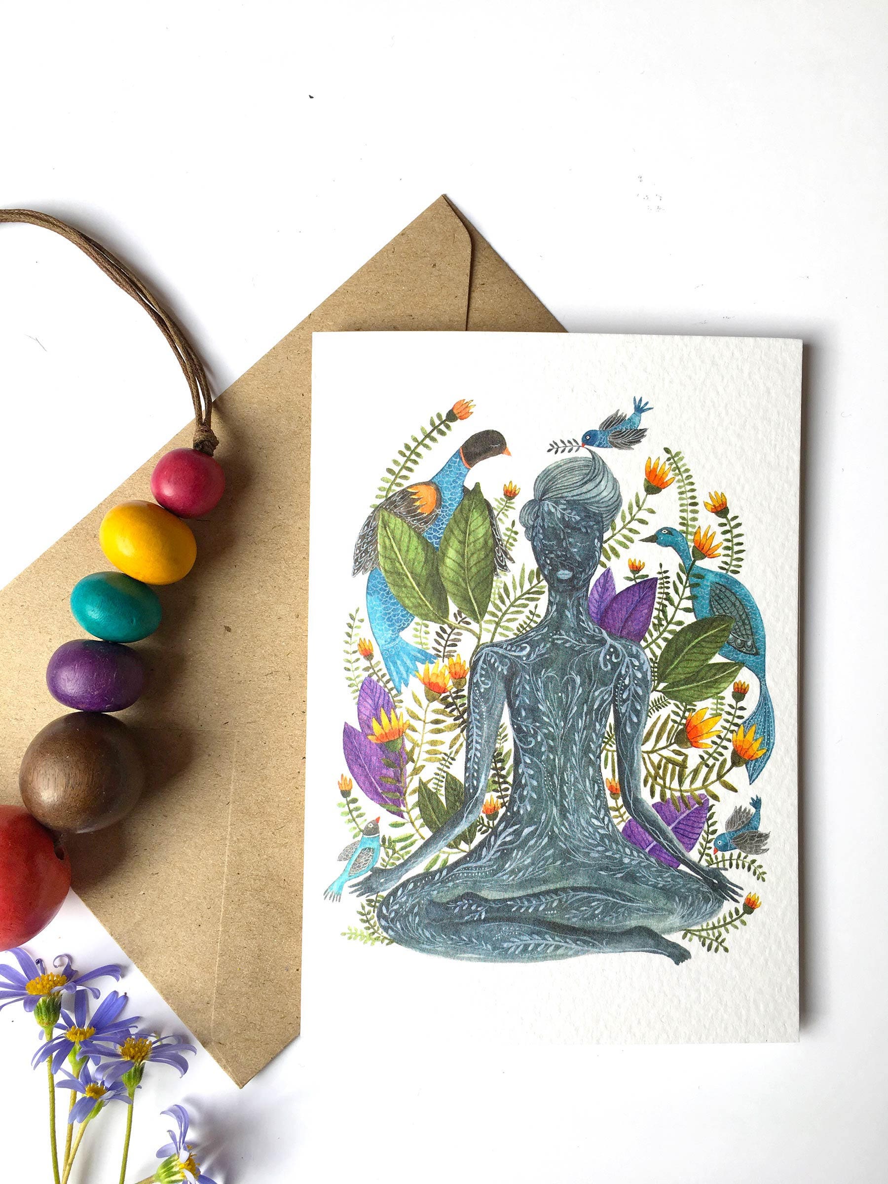 Yoga-Karte Yoga Kunst Geschenk Meditation Kunst Yoga Posen | Etsy