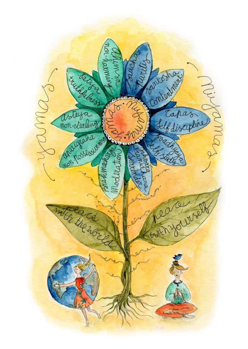 Yamas and Niyamas Yoga Print Yoga Studio Poster 8 Limbs of - Etsy
