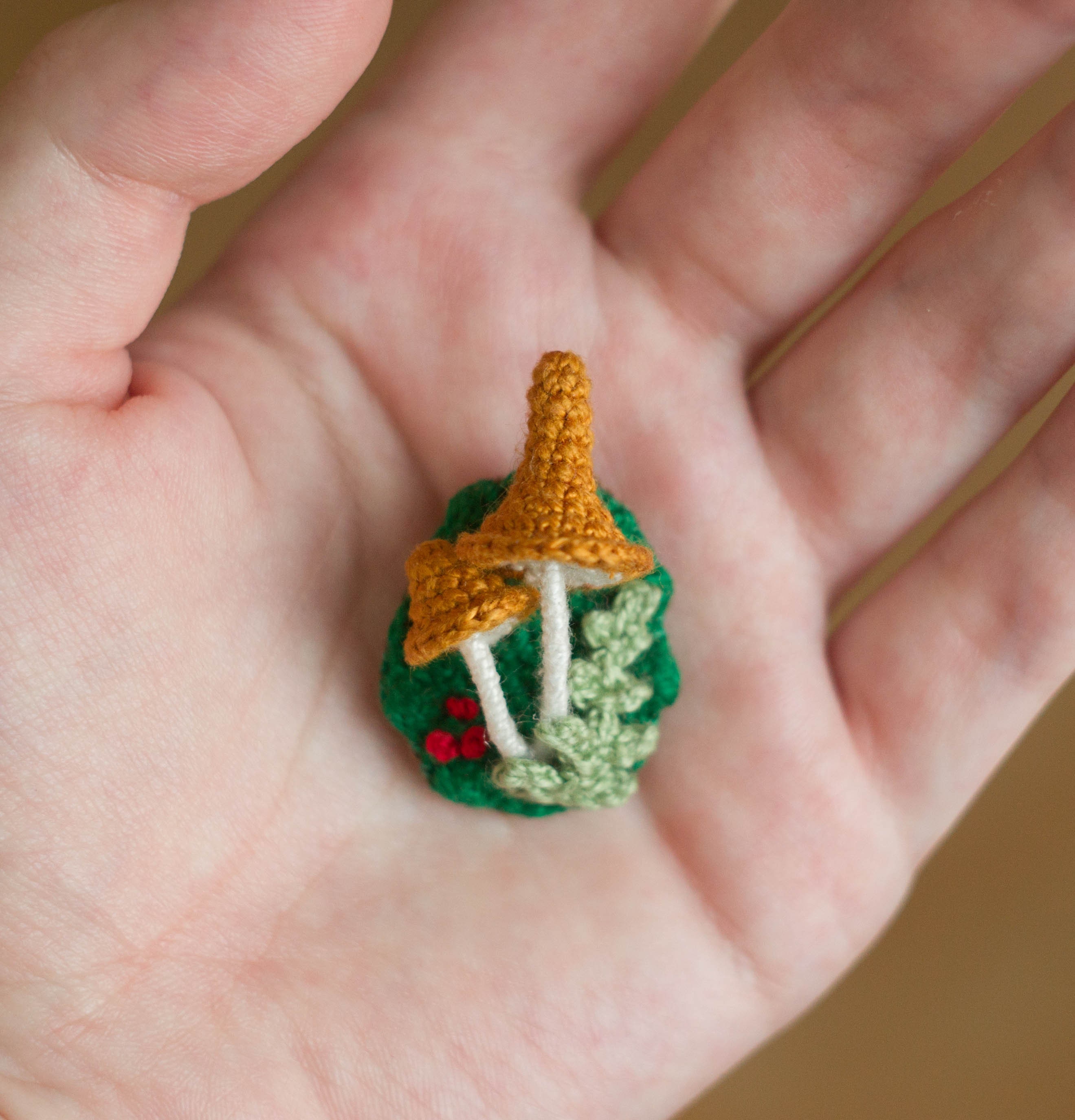 fungi brooch textile brooch Crochet brooch mushroom brooch knitted brooch fiber brooch sweet broch crochet jewelry