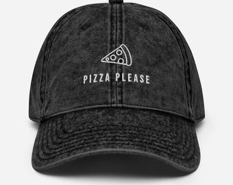 Geborduurde pet van katoenen keperstof Pizza Please - Foodie Gift