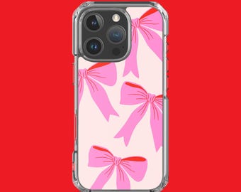 Coquette Pink Bow iPhone Case: MagSafe Compatible Protective Cover
