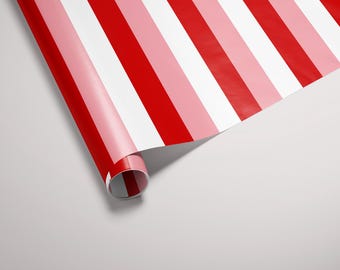 Wrapping Paper Striped Pink Red Gift Wrap for Birthday and Anniversary Gift for Her
