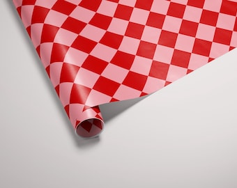 Wrapping Paper Checkerboard for Her Pink and Red Chessboard Gift Wrap for Birthday Graduation Teacher Christmas