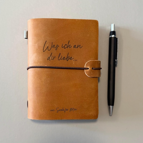 Personalized Leather Notebook, Anniversary Gift, Double-Sided Engraved
