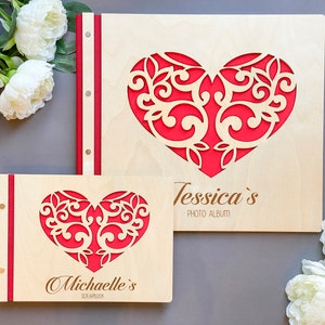 Personalised Photo Album, Photo Album For Kids, Personalized Photo Album, Album Photo, Personalized Album, Kids Photo Album, Wooden Heart