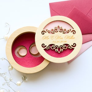 Ring box ideas, Spring wedding box, Lilac wedding ideas, Wedding ring box, Lace wedding ring, Ring Bearer Pillow, Engraved Ring holder image 1