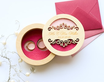 Ring box ideas, Spring wedding box, Lilac wedding ideas, Wedding ring box, Lace wedding ring, Ring Bearer Pillow, Engraved Ring holder