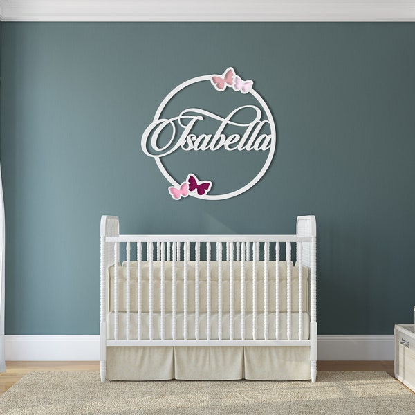 Nursery Decor, Nursery Name Sign, Nursery Wall Art, Baby Name Sign, Wooden Letters, Custom Wood Sign, Baby gift, Butterfly Decor, Crib Decor