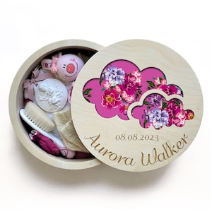 Caja de memoria grabada, regalo de bautizo para niña, caja de memoria para bebé, regalo de bautismo de ahijada, caja del tesoro para niños, regalo de bautismo de niña