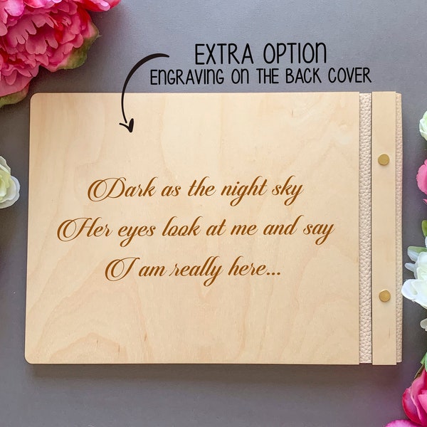 Extra option - engraving on the BACK cover (For photo albums and guest books only)