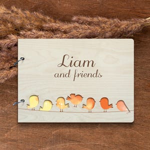 Álbum de madera con diseño de pájaros único: regalo perfecto para maestros, graduados y niñeras