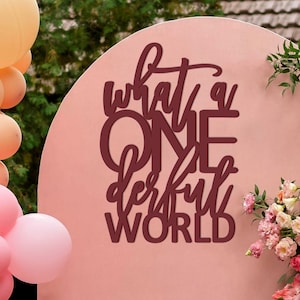 Unique Onederful World First Birthday Party Decor Banner Sign