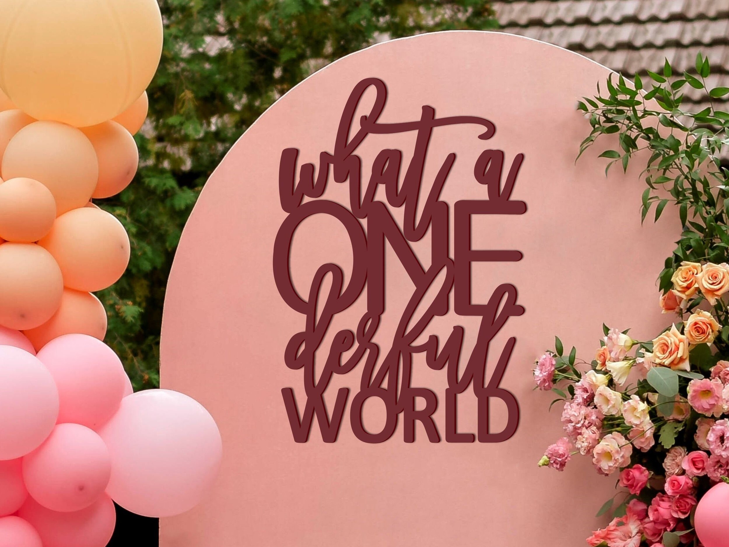 Unique Onederful World First Birthday Party Decor Banner Sign