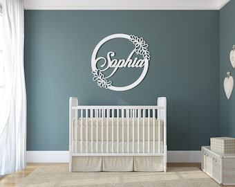 Round Nursery Name Sign, Nursery Name Sign Girl, Wooden Baby Name, Wood Letter Name, Nursery Wall Art, Baby Name Sign, Large Wooden Name
