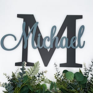 Letrero con nombre para guardería, letrero con iniciales personalizado, decoración de habitación de niños pequeños, letrero para puerta, letrero con nombre en mayúsculas