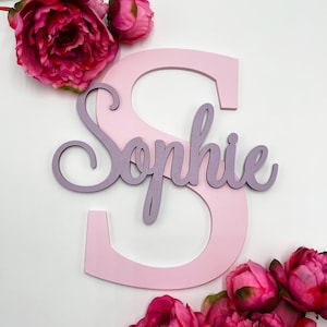 Letrero con iniciales personalizado para niña, letras de madera para pared, letreros para niña en la guardería, letras de madera para pared, monograma de letras para pared