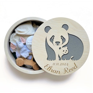 Panda Design, Panda Geschenk, Aufbewahrungsbox mit Gravur, Panda Liebhaber, Panda Liebhaber Geschenk, Tierliebhaber Geschenk, Panda Bär, Benutzerdefinierte Holzkiste