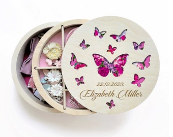 Butterfly Trinket Box, Memory Box Personalized, Pink Jewelry Box, Baby Jewelry Box, Butterfly Jewelry Box, Jewelry treasure box