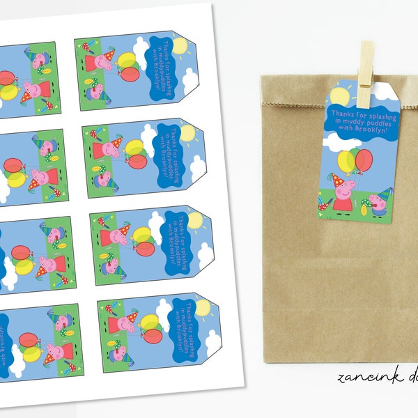 Peppa Pig Tags - Etsy