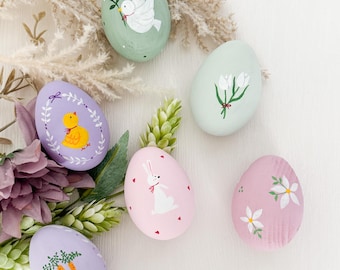 Painted Wooden Eggs in Pastel Colour