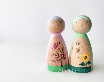 Spring or Summer Peg Doll | Season Peg Dolls Set | Four Seasons Fairies