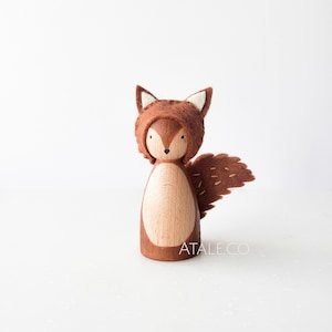 SQUIRREL Wooden Peg Doll | Animal Peg Doll/Felt Peg Doll/Figurine/Decor/Woodland Play/Pretend Play
