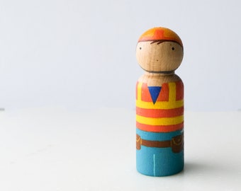 Community Peg Doll - BUILDER/CONSTRUCTION WORKER | Wooden Neighbourhood Heroes Figurine