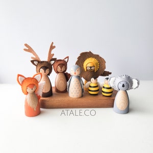 SQUIRREL Wooden Peg Doll Animal Peg Doll Felt Peg Doll image 6