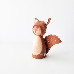 SQUIRREL Wooden Peg Doll Animal Peg Doll Felt Peg Doll image 2