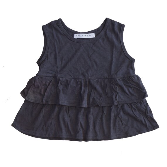 black ruffle vest top