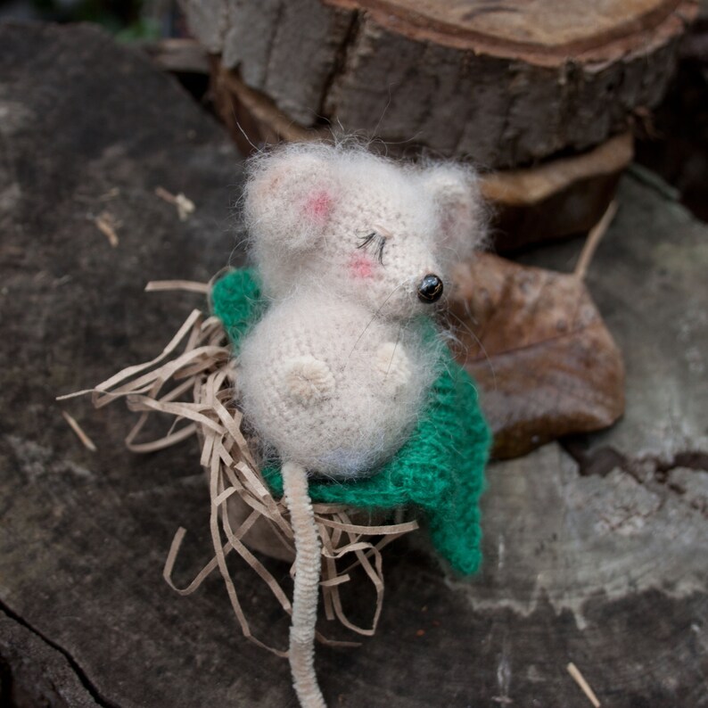 Mouse stuffed toy Fluffy sleeping mouse in nest Cuddle Etsy