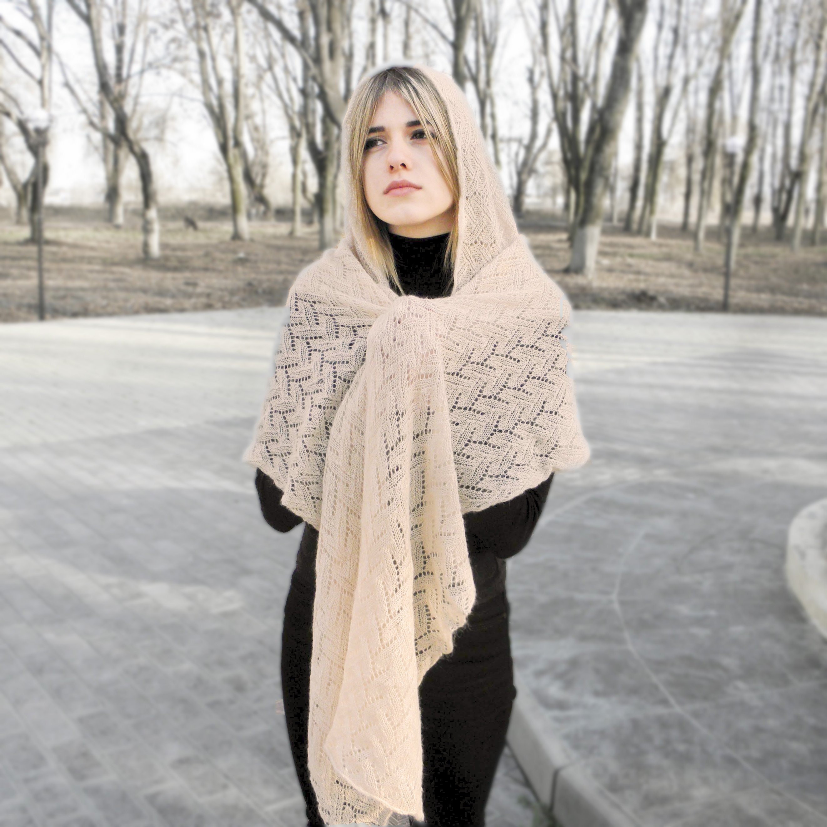 Prayer Shawl Catholic Mass Veil Bridal Cape Lace Mantle Hooded Etsy UK